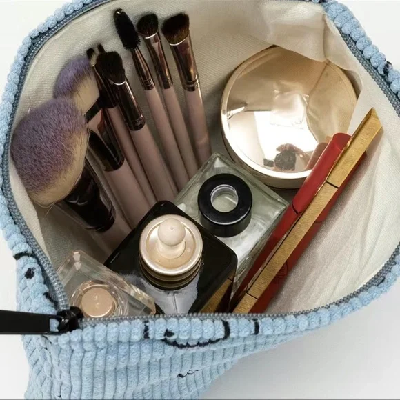 🆕 2/$18 Accessories-Blue Smiley Face Cosmetic Makeup Bag - Picture 3 of 4